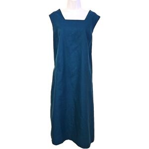 JG Hook Teal Linen Sleeveless Midi Dress Size 22W Minimalist Career Professional
